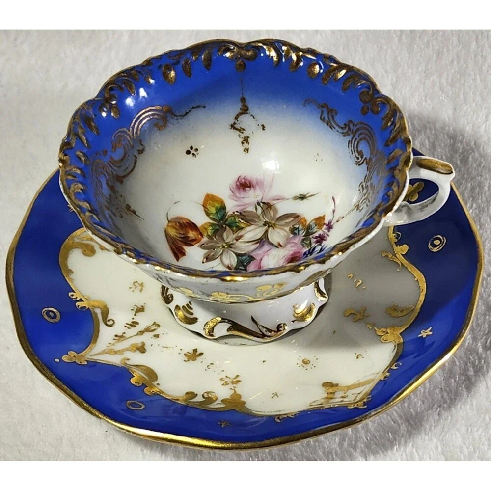 Royal Blue Teacup And Saucer